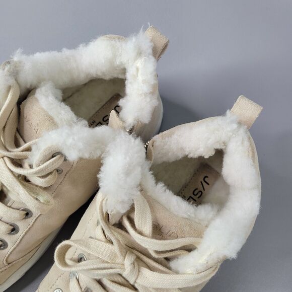 J/SLIDES Leslie Shearling Trim Suede Leather Mid Top Sneakers Size 7 Women's - Picture 9 of 15